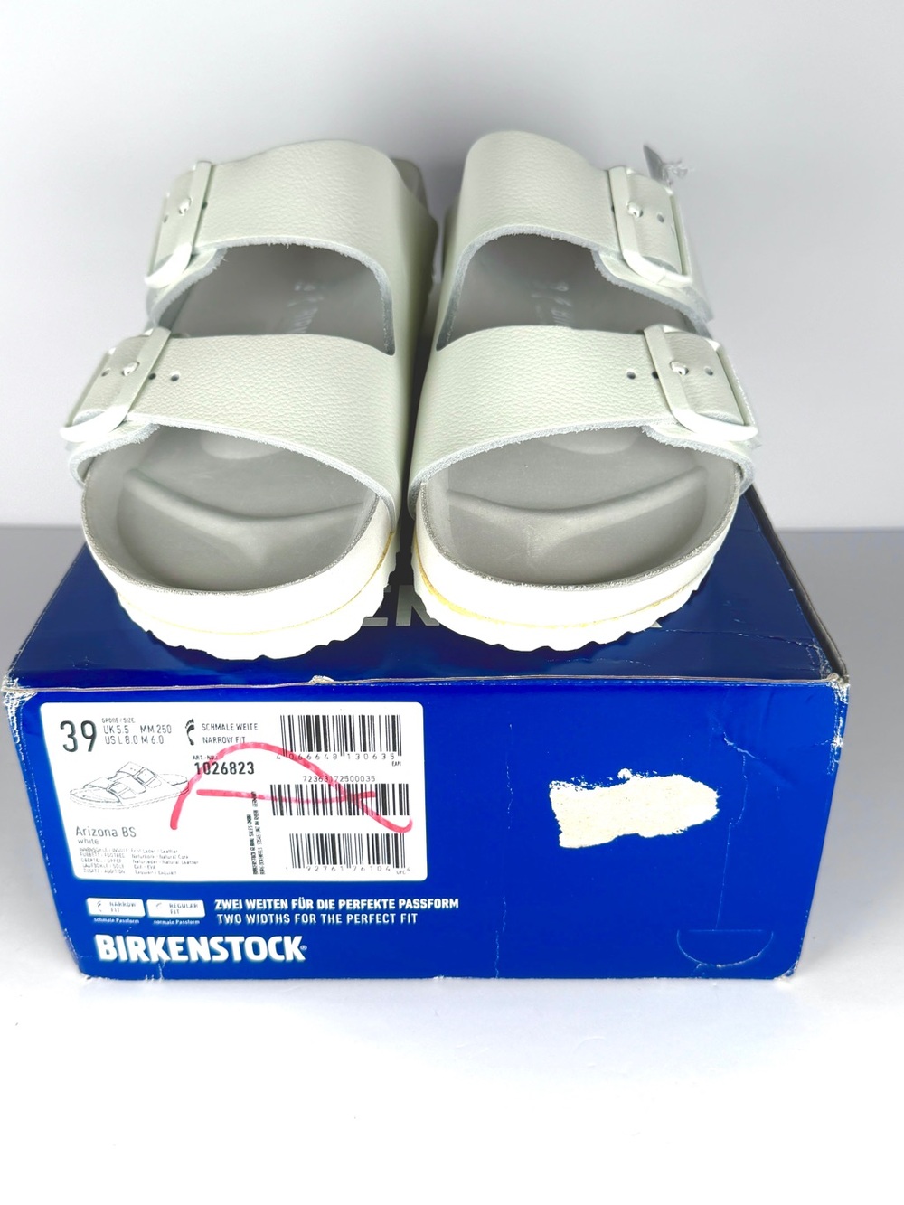 Birkenstock Arizona Exquisite White Leather Sandals EU 39 US L8 M6 NIB - Picture 7 of 7